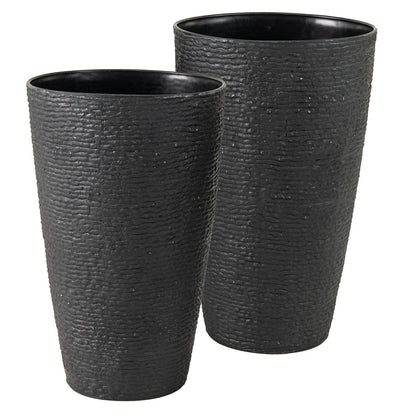 21 Inch Tall Round Plastic Planters Set of 2 Flower Pots with Drainage System, Black Raised Garden Beds at Gallery Canada