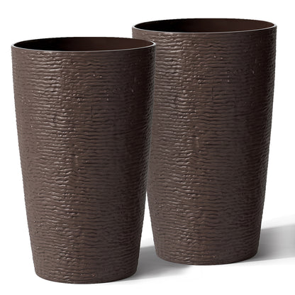 21-Inch Round Plastic Planters, Set of 2, Brown Raised Garden Beds at Gallery Canada