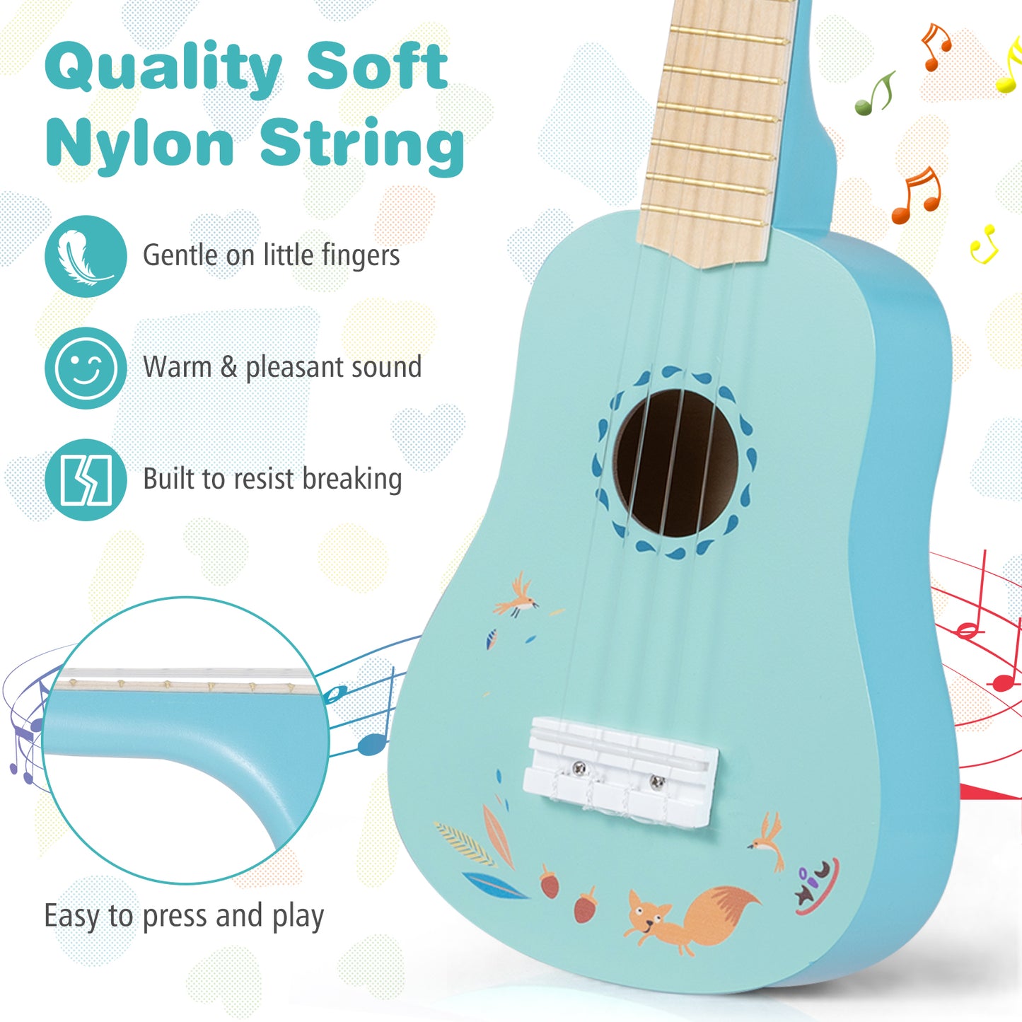21 Inch Ukulele Guitar for Kids with Basswood Body for 3+ Years Old Guitar & Strings at Gallery Canada