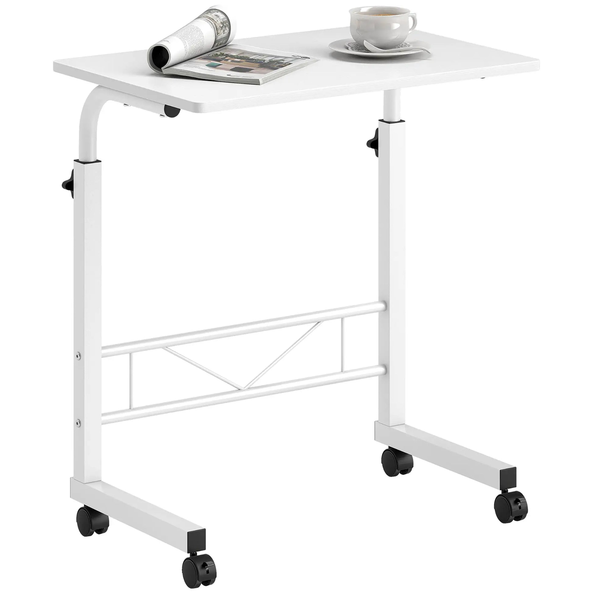 Mobile Standing Desk, Adjustable Height, 23.5 Inch, White Side Tables White at Gallery Canada