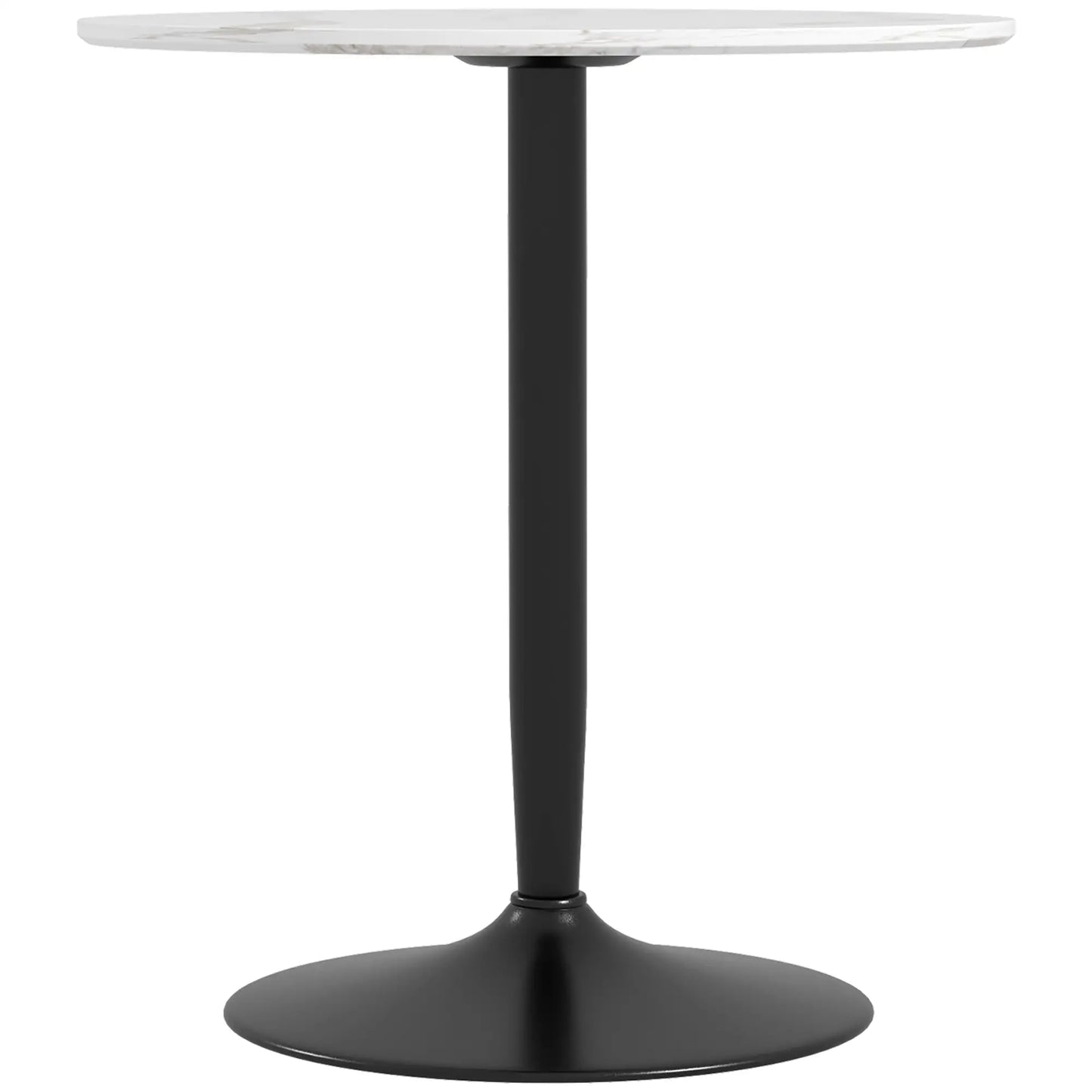 Modern Round Kitchen Table for 2, Steel Base, White Marble, White Dining Tables White Marble at Gallery Canada