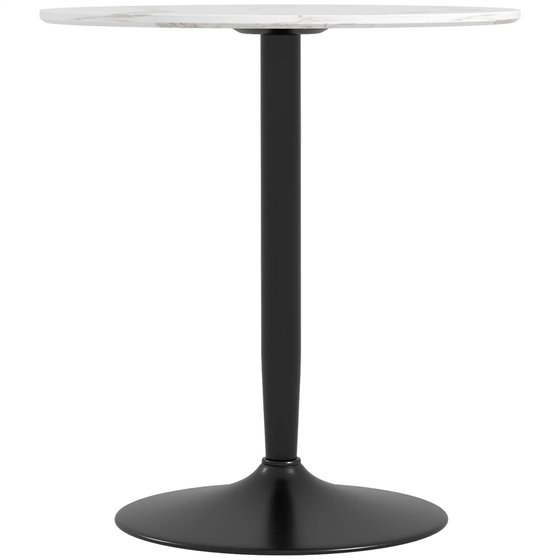 Modern Round Kitchen Table for 2, Steel Base, White Marble, White Dining Tables White Marble at Gallery Canada
