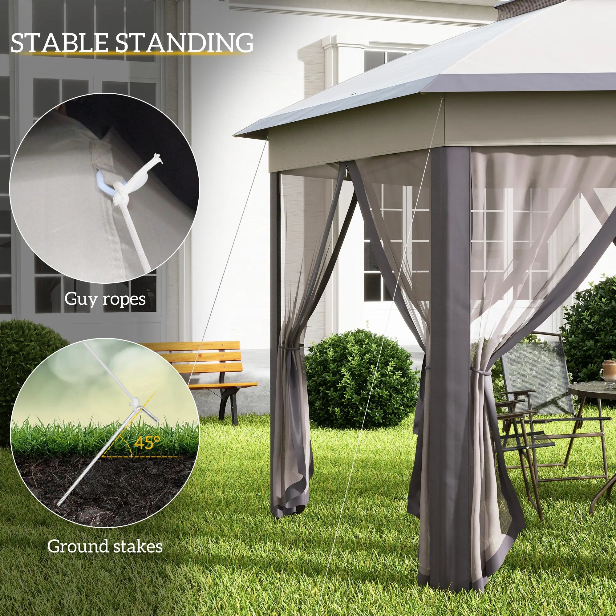 13' x 13' Pop Up Canopy Tent, Netting, Carry Bag, Coffee Beige Pop Up Canopies at Gallery Canada