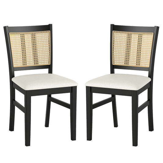 Farmhouse Rattan Dining Chair Set, 2 Pack, Rubber Wood Legs, Beige Dining Chairs Beige at Gallery Canada