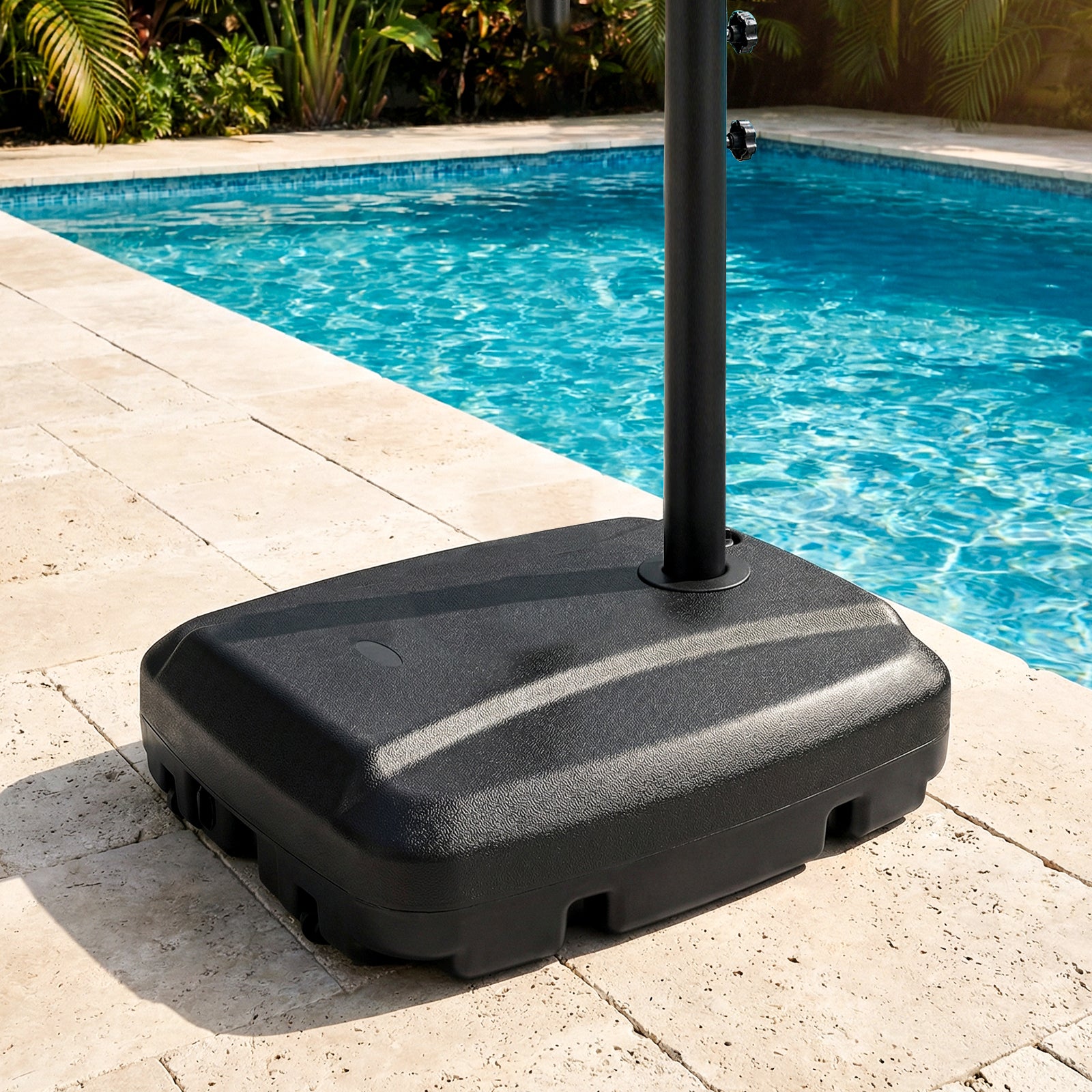220 LBS Cantilever Patio Umbrella Base Stand with Wheels Fillable offset Umbrella Stand, Black Outdoor Umbrella Bases at Gallery Canada