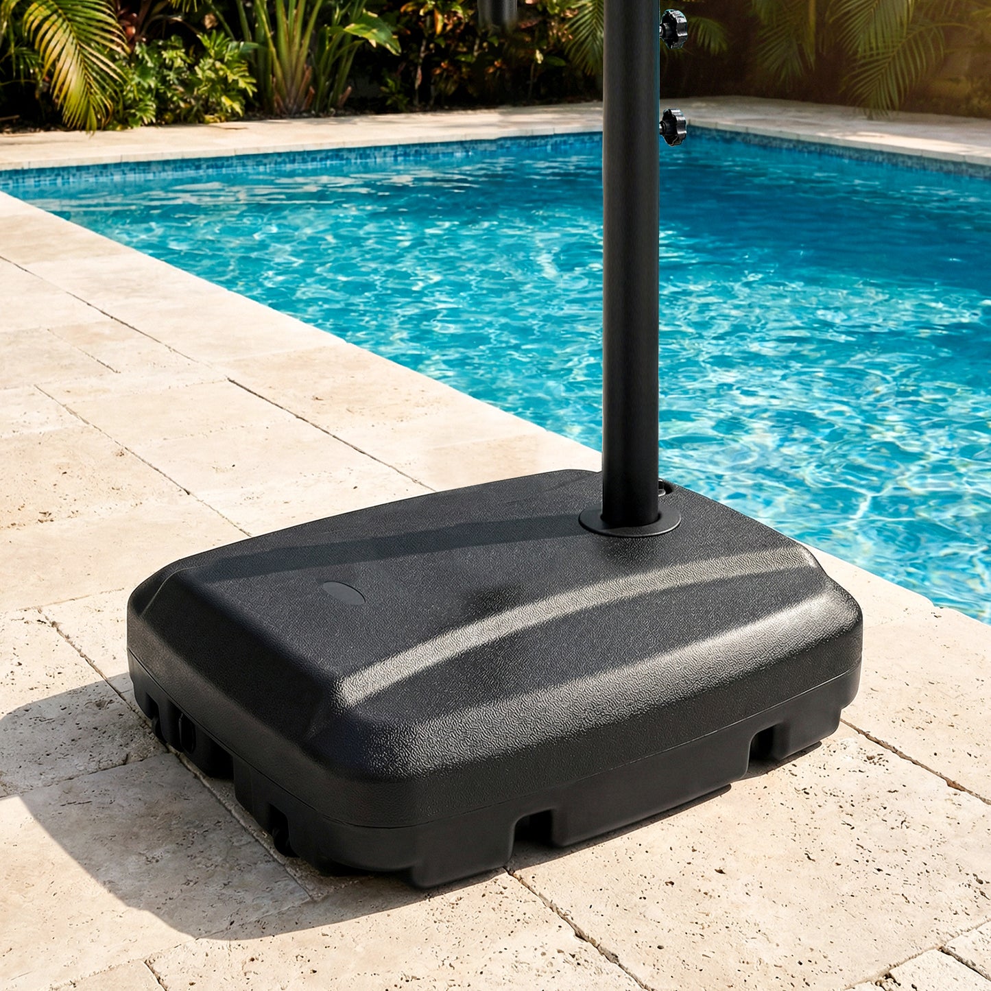 220 LBS Cantilever Patio Umbrella Base Stand with Wheels Fillable offset Umbrella Stand, Black Outdoor Umbrella Bases at Gallery Canada