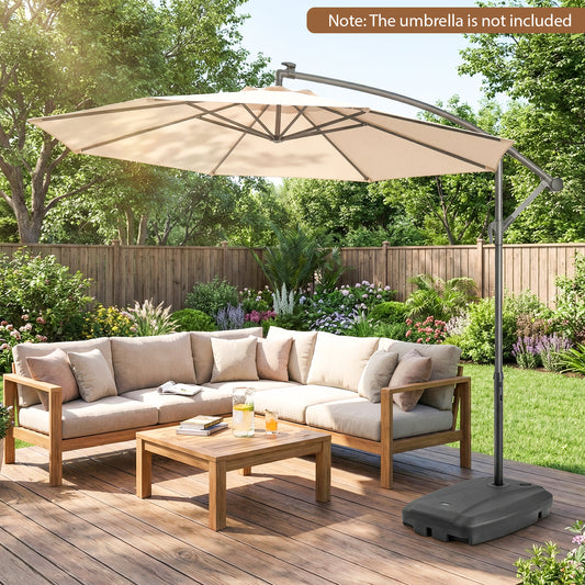 220 LBS Cantilever Patio Umbrella Base Stand with Wheels Fillable offset Umbrella Stand, Black Outdoor Umbrella Bases Black at Gallery Canada
