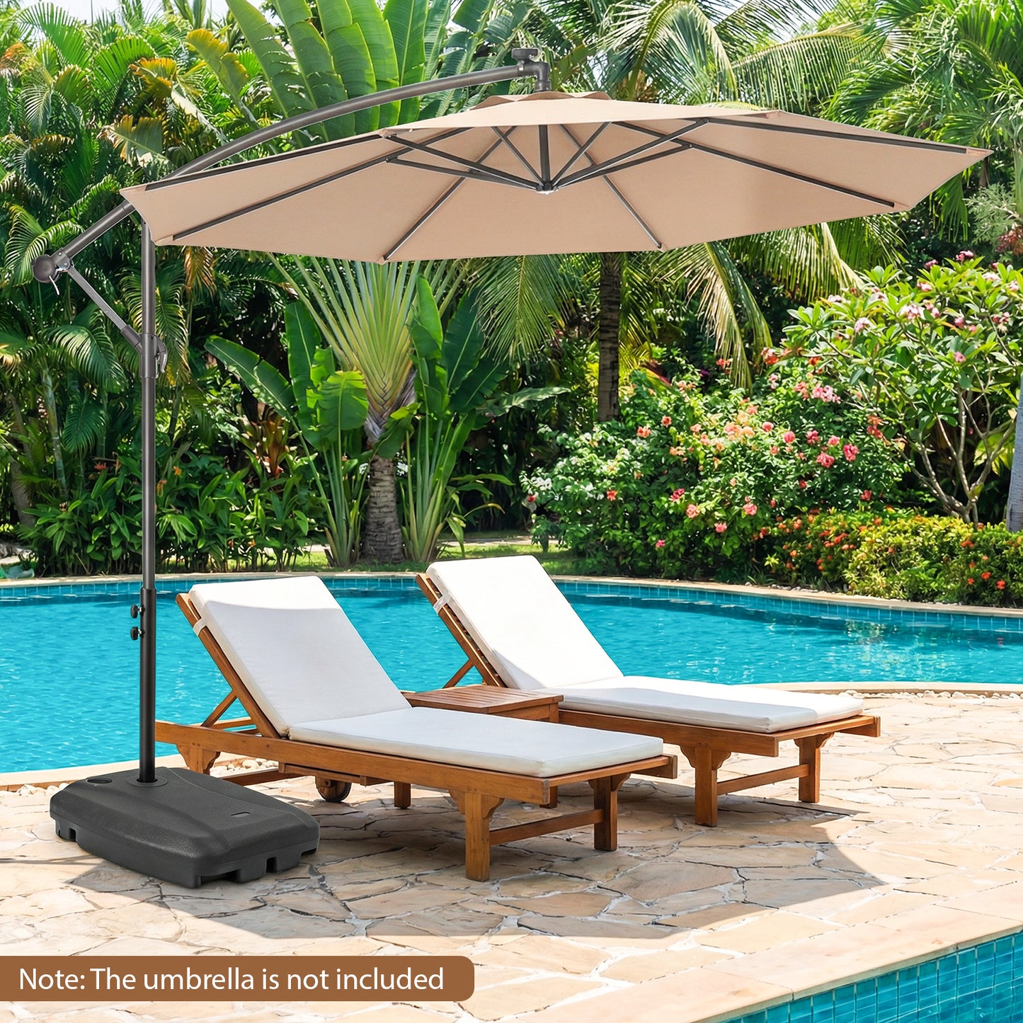 220 LBS Cantilever Patio Umbrella Base Stand with Wheels Fillable offset Umbrella Stand, Black Outdoor Umbrella Bases at Gallery Canada