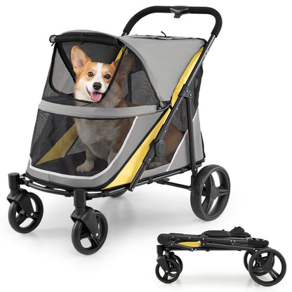 Poussette pour chien robuste de 220 livres pour grands chiens, jaune