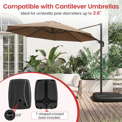225 LBS Cantilever Patio Umbrella Base with Wheels and Crossed Base Outdoor Umbrella Bases at Gallery Canada