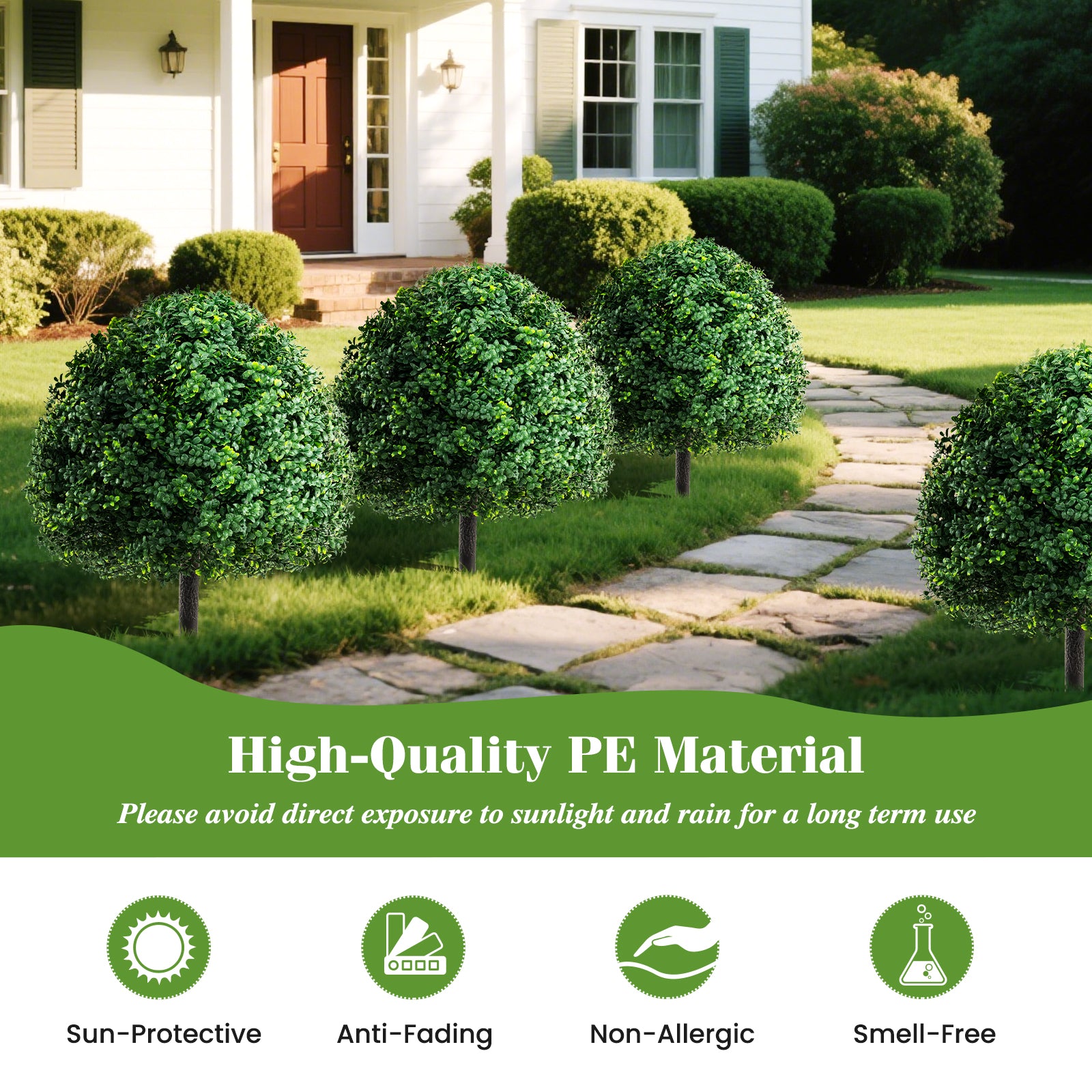 28 Inches Artificial Boxwood Topiary Ball Tree Set of 2 with Ground Spike, Green Faux Plants at Gallery Canada