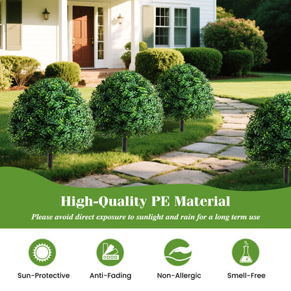 28 Inches Artificial Boxwood Topiary Ball Tree Set of 2 with Ground Spike, Green Faux Plants at Gallery Canada