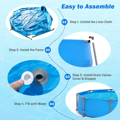 690/978/1158/1617 Gal Outdoor Family Swimming Pool with Metal Frame-10 x 10 ft, Blue Swimming Pools at Gallery Canada