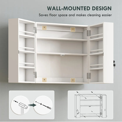 Wall Mount Medicine Cabinet, 4 Tier Shelves, Lockable, White Mirror Medicine Cabinets at Gallery Canada