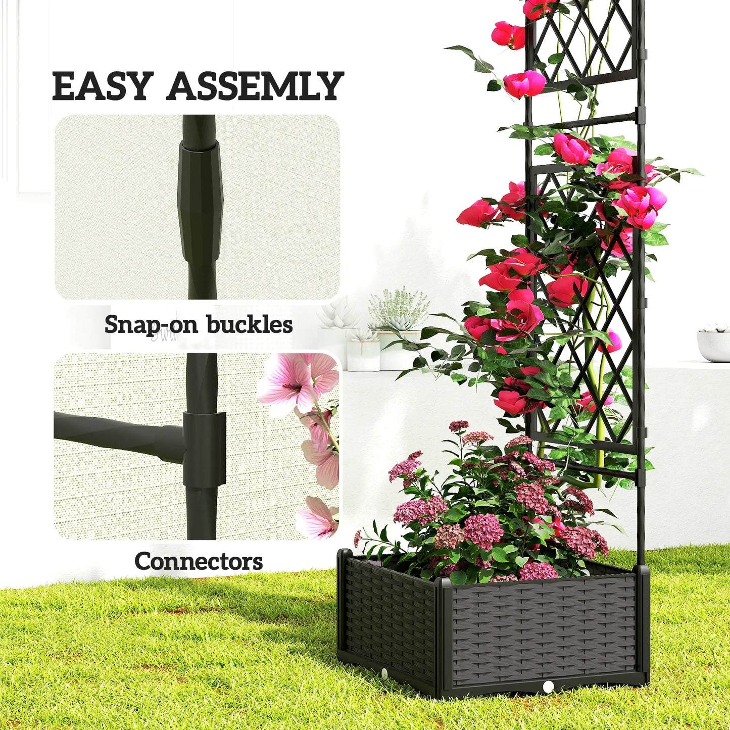 Garden Arch Trellis Arbor With 2 Planter Boxes, 109.4" x 15.7" x 86.6", Black Garden Arches at Gallery Canada