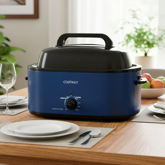22QT Electric Roaster Oven Turkey Roaster with Visible and Self-Basting Lid, Navy Cookware & Bakeware Navy at Gallery Canada