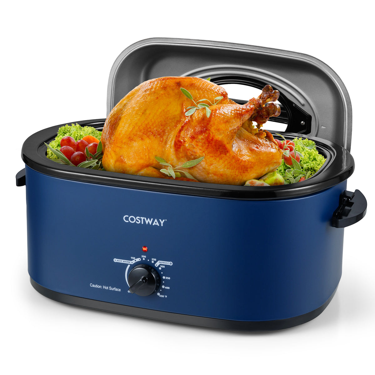22QT Electric Roaster Oven Turkey Roaster with Visible and Self-Basting Lid, Navy Cookware & Bakeware at Gallery Canada