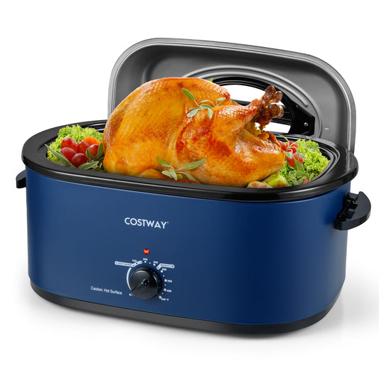 22QT Electric Roaster Oven Turkey Roaster with Visible and Self-Basting Lid, Navy Cookware & Bakeware Navy at Gallery Canada