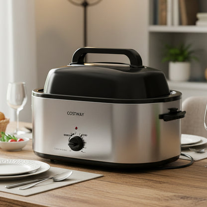 22QT Electric Roaster Oven, Self-Basting Lid, Silver Cookware & Bakeware at Gallery Canada