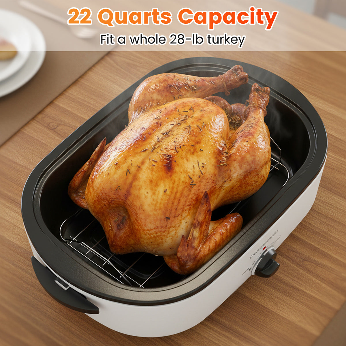 22QT Electric Roaster Oven, Self-Basting Lid, White Cookware & Bakeware at Gallery Canada