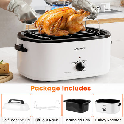 22QT Electric Roaster Oven, Self-Basting Lid, White Cookware & Bakeware at Gallery Canada