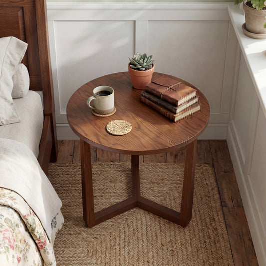 22.5 Inch Round Side Table, Farmhouse End Table, Walnut End & Side Tables Walnut at Gallery Canada