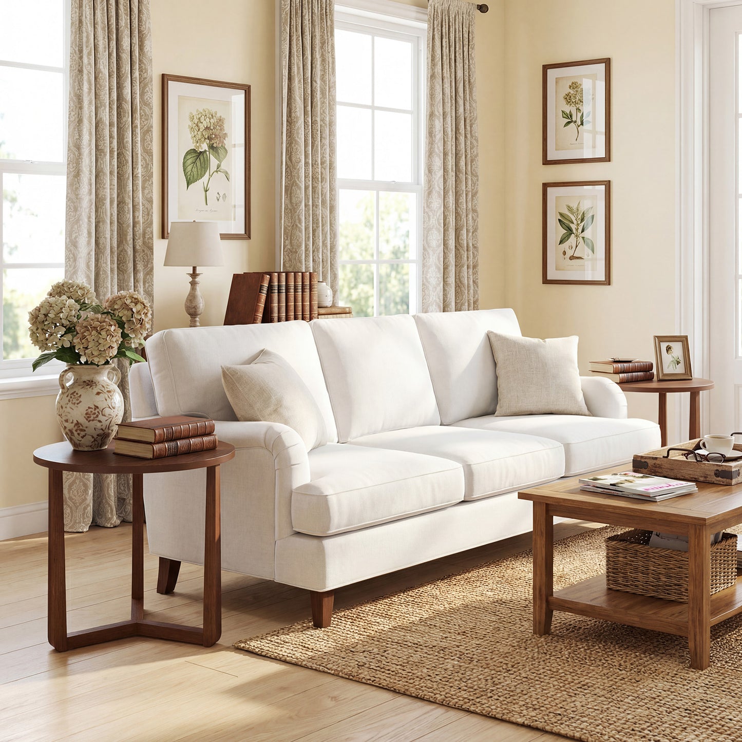 22.5 Inch Round Side Table, Farmhouse End Table, Walnut End & Side Tables at Gallery Canada