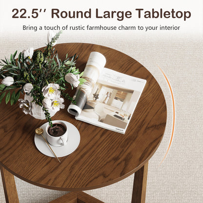 22.5 Inch Round Side Table, Farmhouse End Table, Walnut End & Side Tables at Gallery Canada