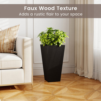 22.5 In Tall Square Planter Set Of 2, Self-Watering Flower Pots, Black