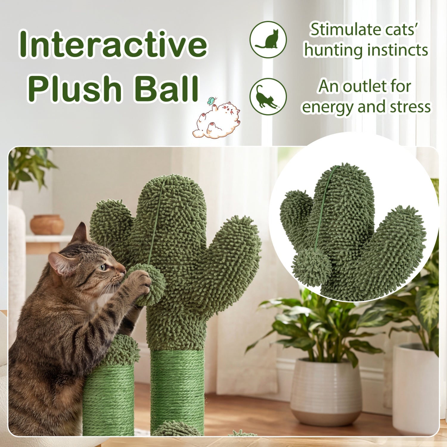 22 Inch Cat Scratching Post, Natural Sisal Rope, Green Cat Trees Condos & Scratchers at Gallery Canada
