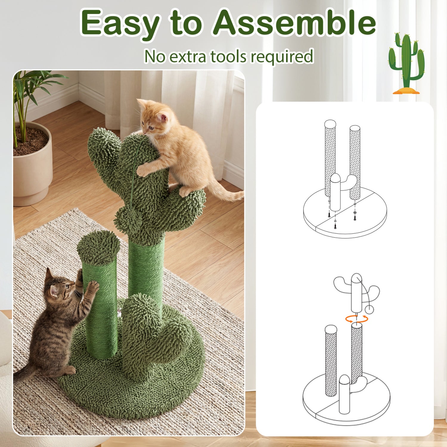 22 Inch Cat Scratching Post, Natural Sisal Rope, Green Cat Trees Condos & Scratchers at Gallery Canada
