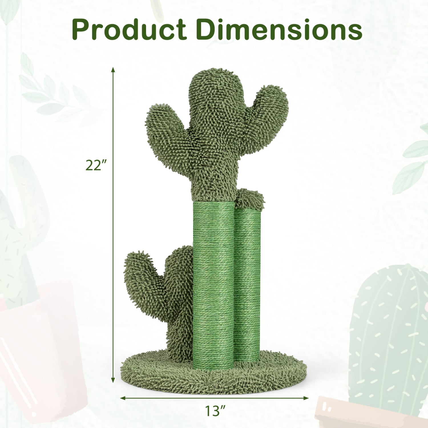 22 Inch Cat Scratching Post, Natural Sisal Rope, Green Cat Trees Condos & Scratchers at Gallery Canada