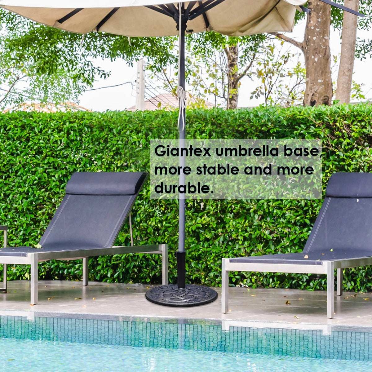 22 Inch Heavy Duty Round Umbrella Base Stand, Bronze Outdoor Umbrella Bases at Gallery Canada