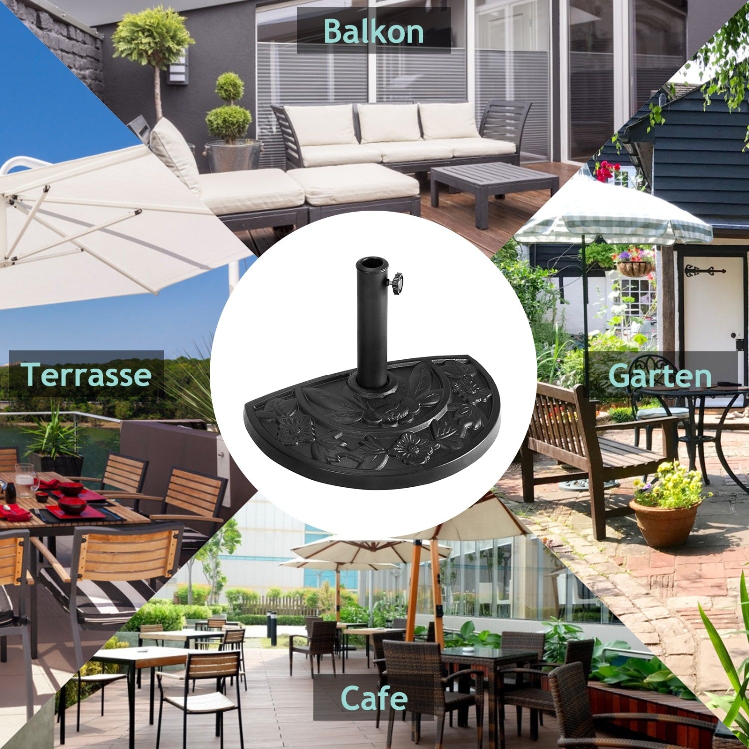 22 Inch Heavy Duty Round Umbrella Base Stand, Bronze Outdoor Umbrella Bases at Gallery Canada