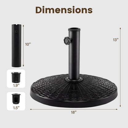 22 Lbs Patio Umbrella Base, Wicker Style, Black