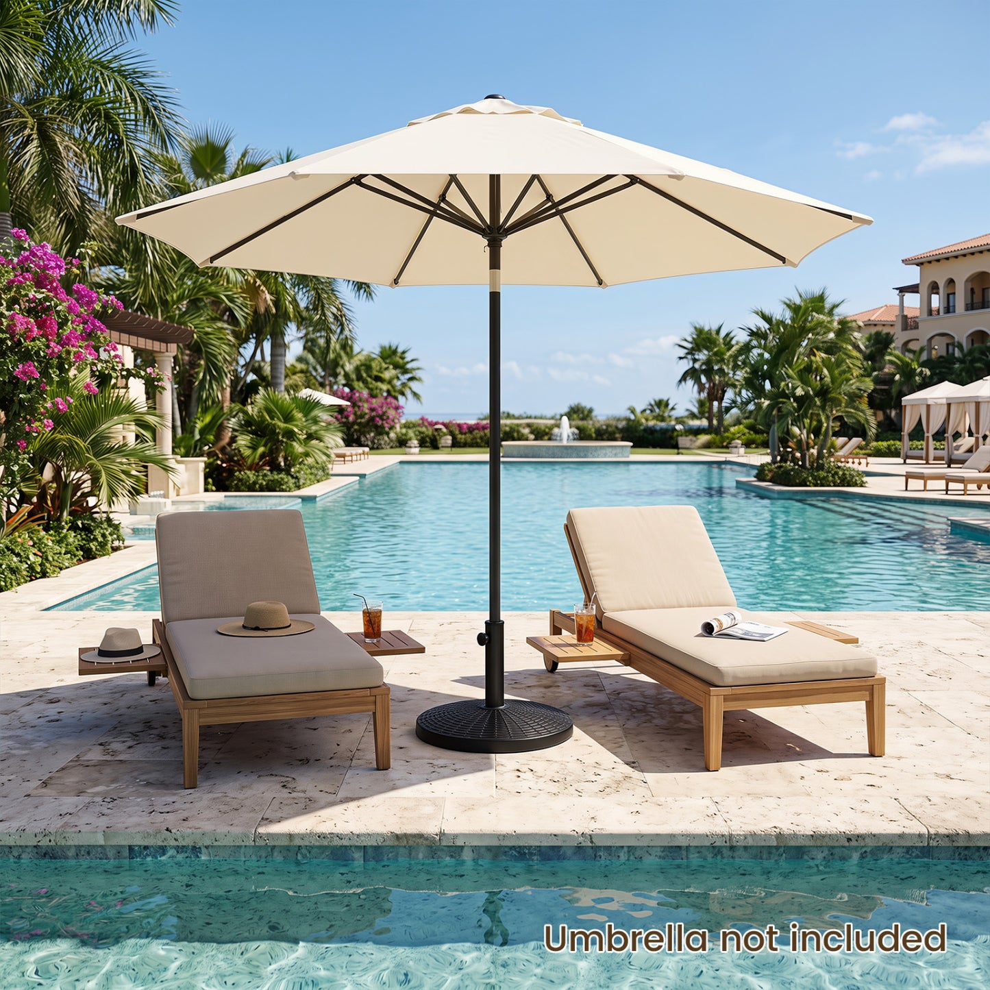 22 Lbs Patio Umbrella Base, Wicker Style, Black