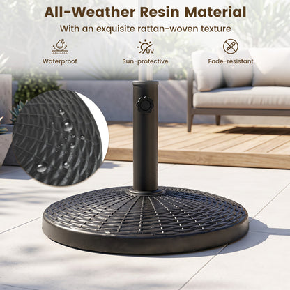 22 Lbs Patio Umbrella Base, Wicker Style, Black