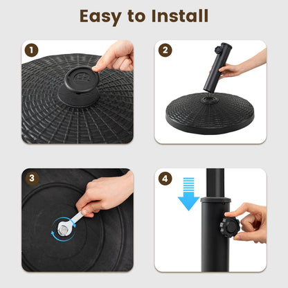 22 Lbs Patio Umbrella Base, Wicker Style, Black