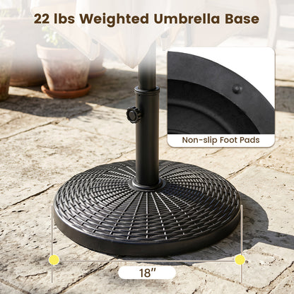 22 Lbs Patio Umbrella Base, Wicker Style, Black