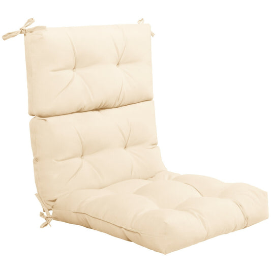 22 x 44 Inch Tufted Outdoor Patio Chair Pad, Beige