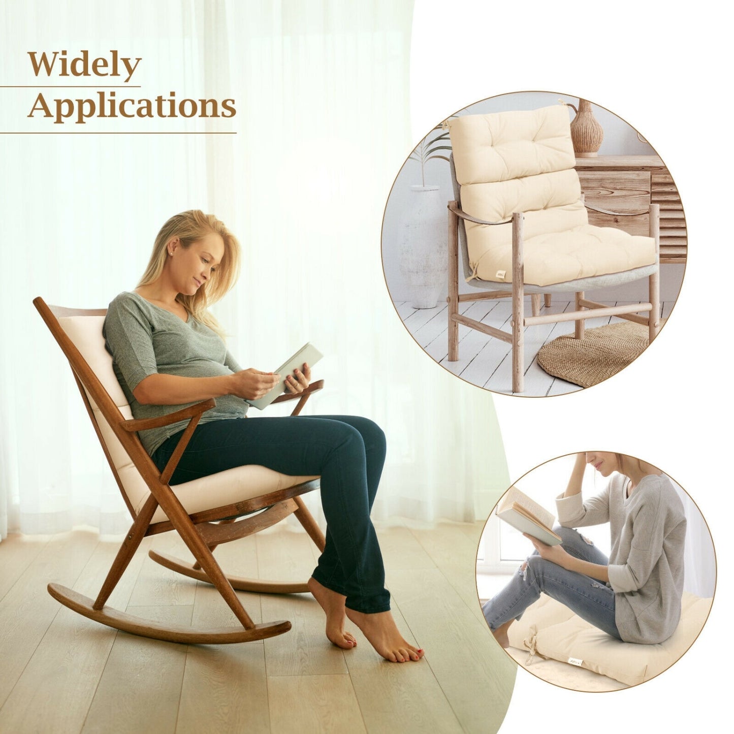 22 x 44 Inch Tufted Outdoor Patio Chair Pad, Beige Outdoor Furniture Accessories at Gallery Canada