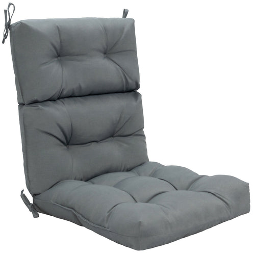 22 x 44 Inch Tufted Outdoor Patio Chair Pad, Gray