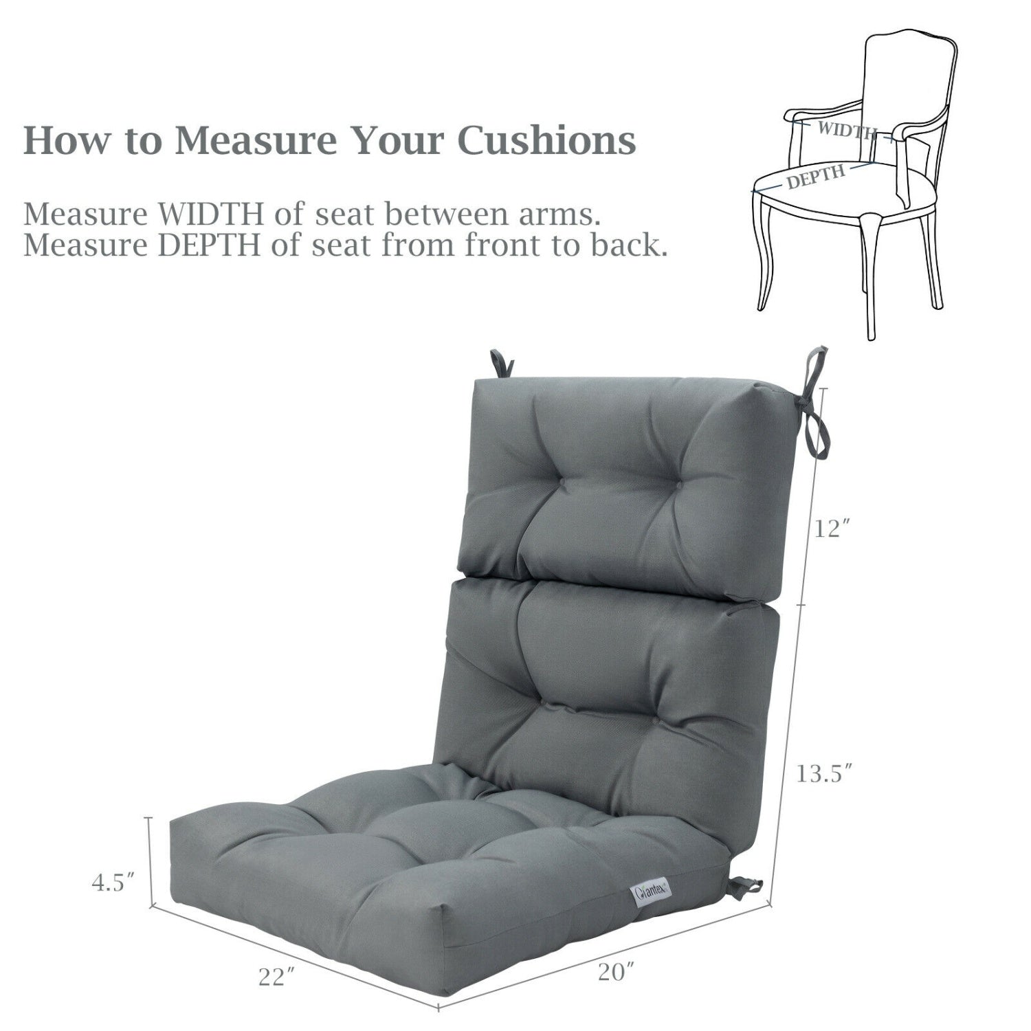 22 x 44 Inch Tufted Outdoor Patio Chair Pad, Gray Outdoor Furniture Accessories at Gallery Canada