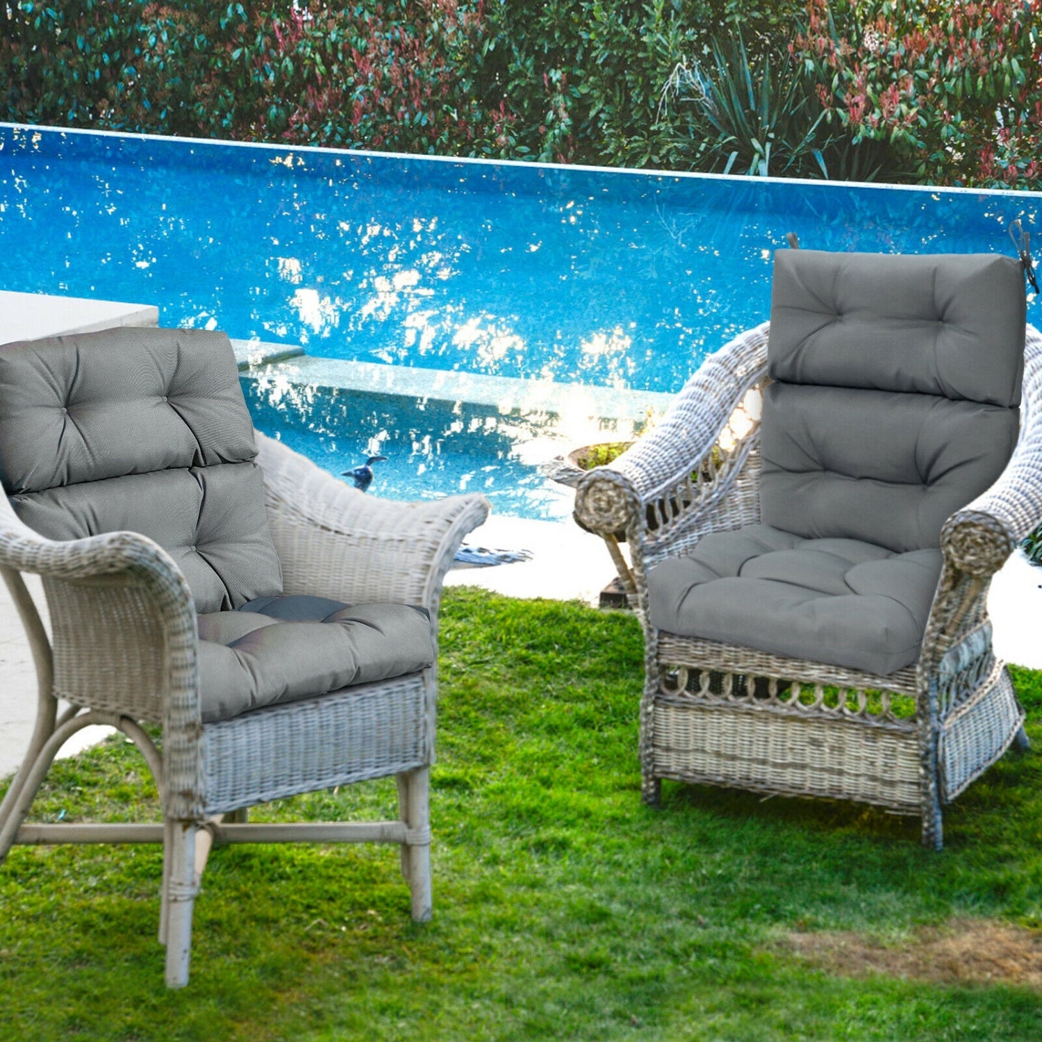22 x 44 Inch Tufted Outdoor Patio Chair Pad, Gray Outdoor Furniture Accessories at Gallery Canada