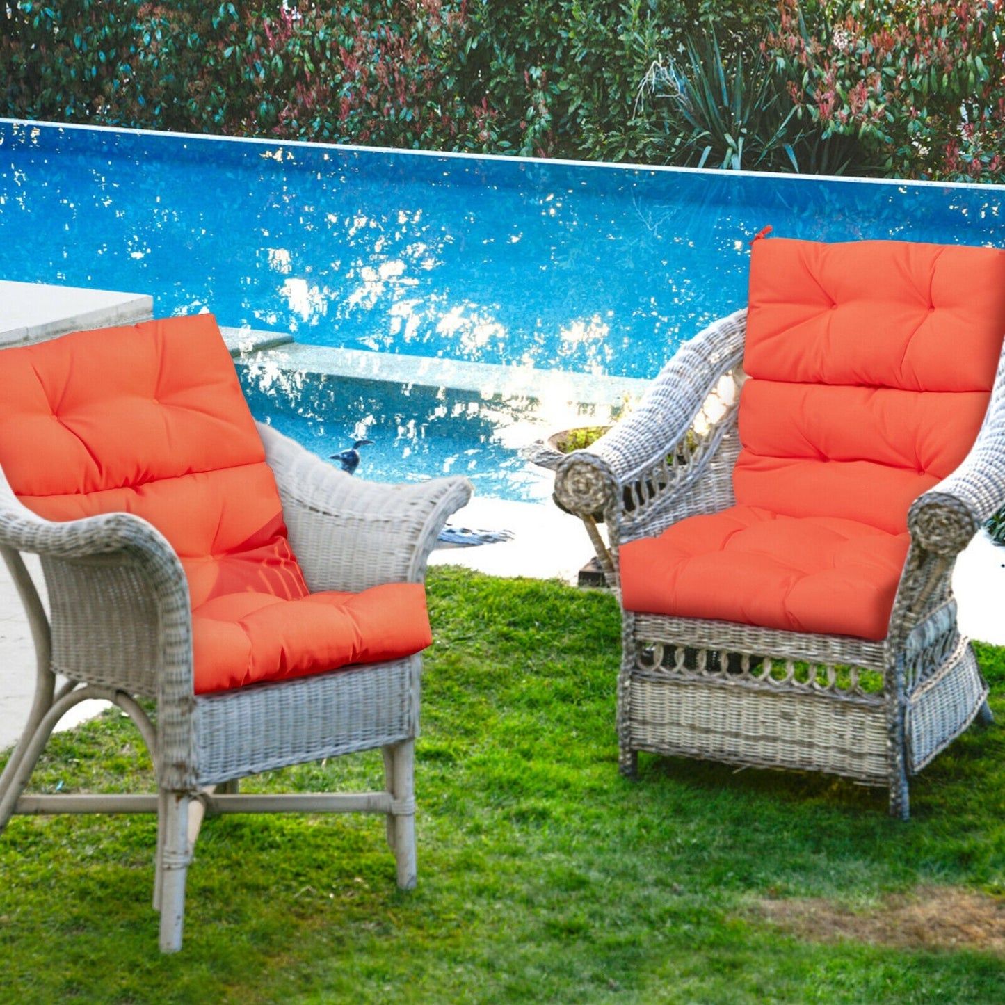 22 x 44 Inch Tufted Outdoor Patio Chair Pad, Orange Outdoor Furniture Accessories at Gallery Canada