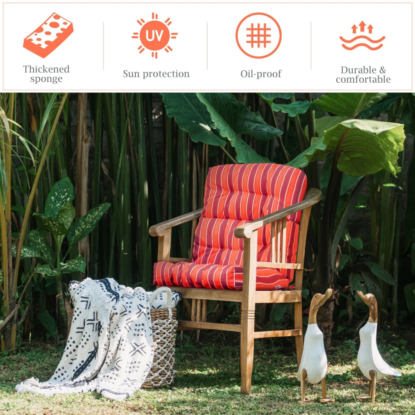 22 x 44 Inch Tufted Outdoor Patio Chair Pad, Red Outdoor Furniture Accessories at Gallery Canada