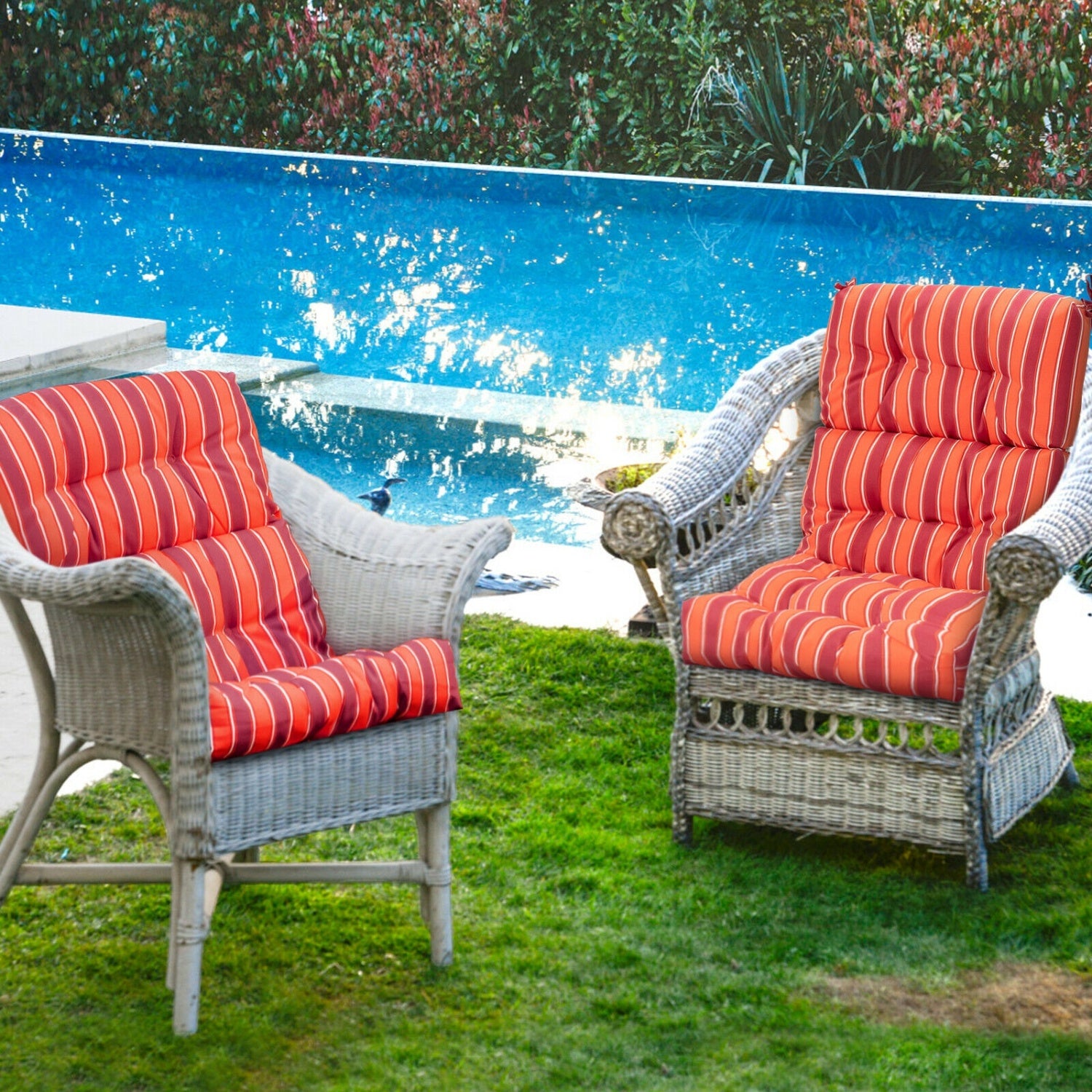 22 x 44 Inch Tufted Outdoor Patio Chair Pad, Red Outdoor Furniture Accessories at Gallery Canada