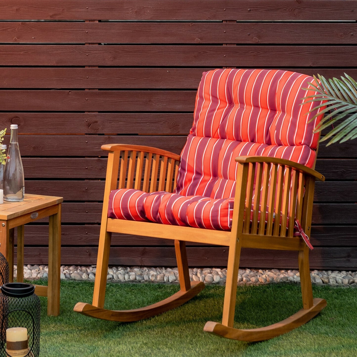 22 x 44 Inch Tufted Outdoor Patio Chair Pad, Red Outdoor Furniture Accessories at Gallery Canada