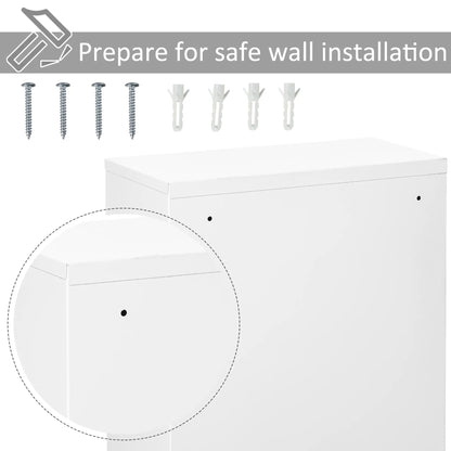 Wall Mount Medicine Cabinet, 3 Tier Steel, Lockable with 2 Keys, White Wall Mounted Cabinets at Gallery Canada