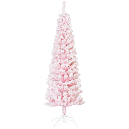 5ft Flocked Pencil Christmas Tree, Realistic Branch Tips, Pink Pencil Christmas Trees at Gallery Canada